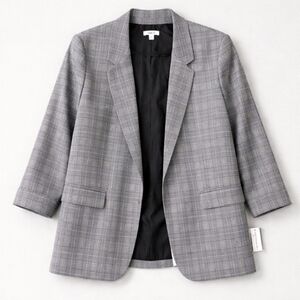 NWT Bar III Serendipity Plaid Boyfriend Blazer XL Gray Daisy Multi Oversized